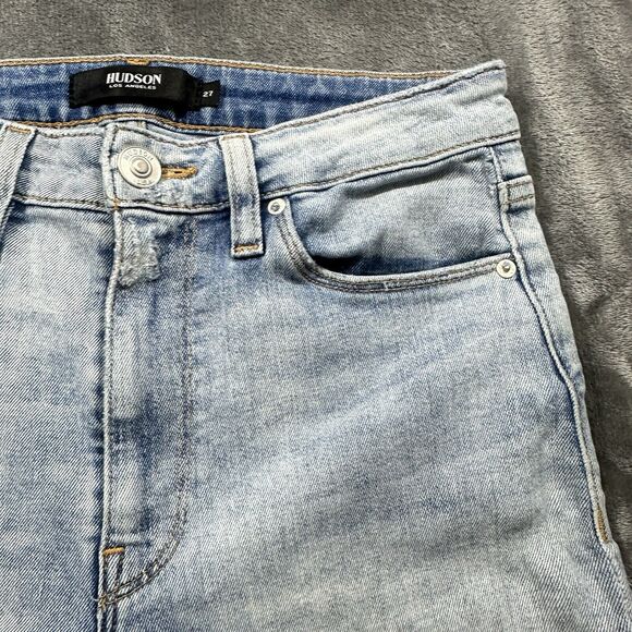 Hudson Jeans Womens 27 Blue Barbara Super Skinny Distressed Mid-rise Denim - Picture 4 of 15